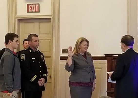 Photo of Heather DeWees being sworn in
