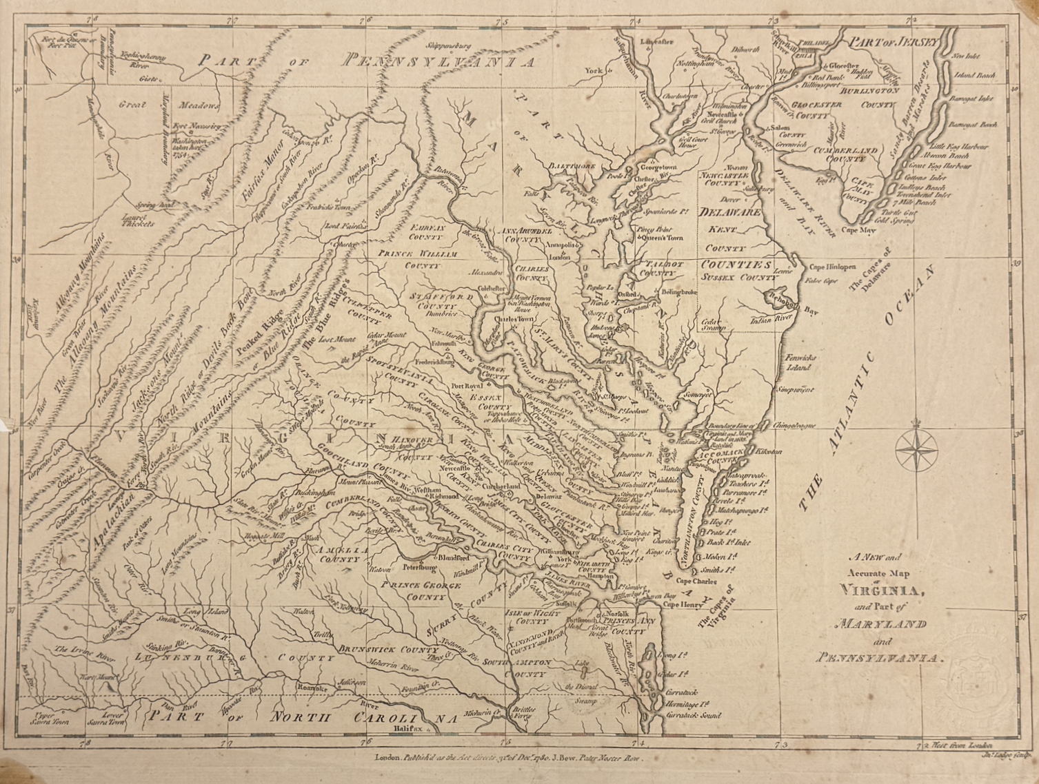 Map of Virginia and Maryland 1767