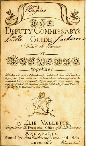 Deputy Commissary's Guide Within the Province of Maryland